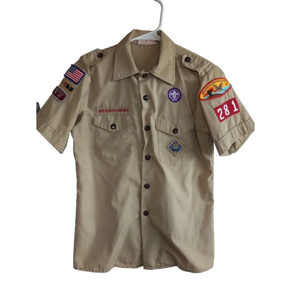 Vintage OFFICIAL Boy Scouts of America‎ Youth Large Shirt Button Down W/ …